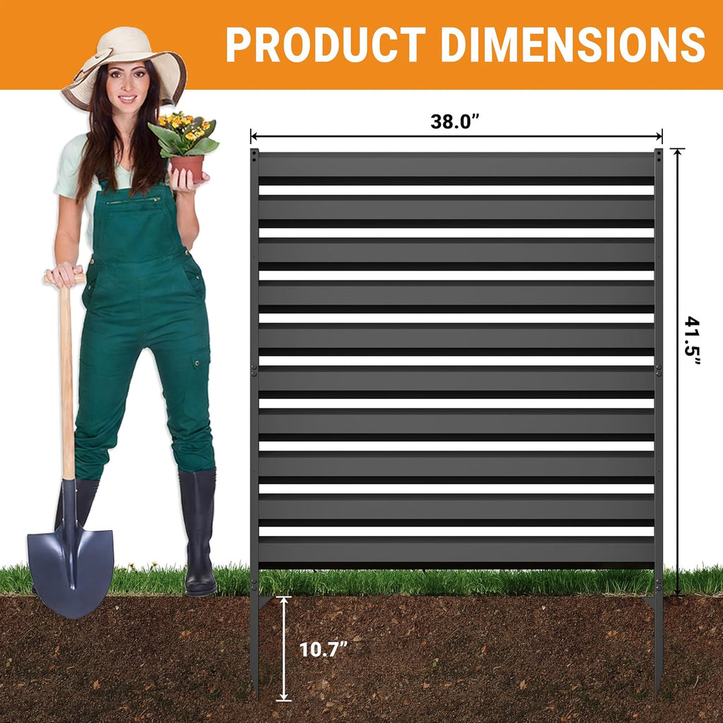 42" H x 38" W Metal Air Conditioner Fence, No Dig Outdoor Privacy Screen, Trash Can Hider, Pool Equipment Enclosure