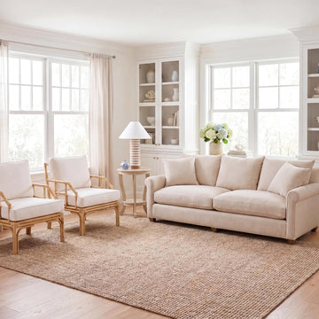 Area Rug 8x10 - Natural Fiber Collection - Large - Natural Brown, Handmade Jute & Coir, Farmhouse Style, Chunky
