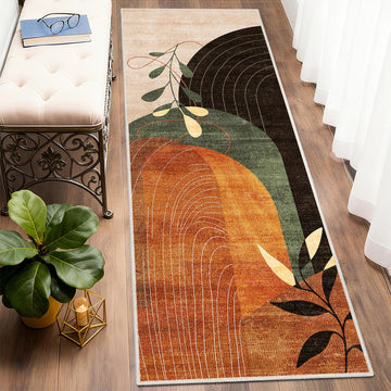 Washable Runner Rug Area Rug Non Slip Mid Century Modern