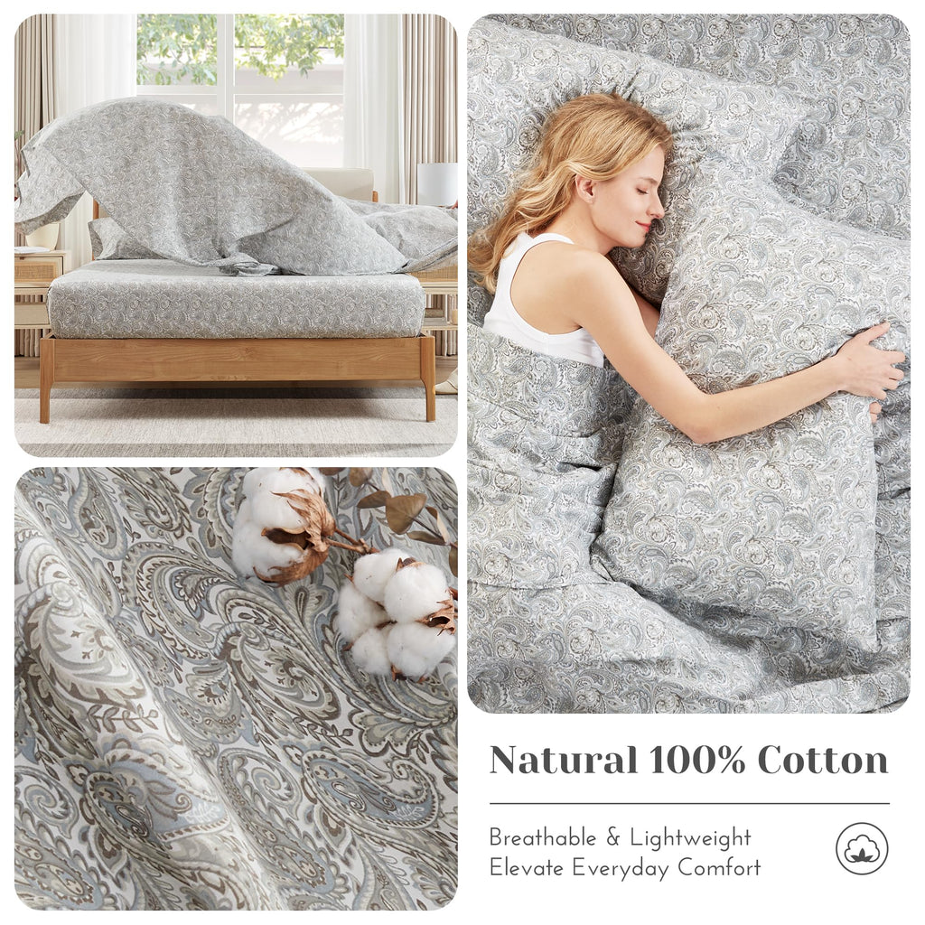 100% Cotton Percale Sheets King Extra Deep Pocket 4 Piece