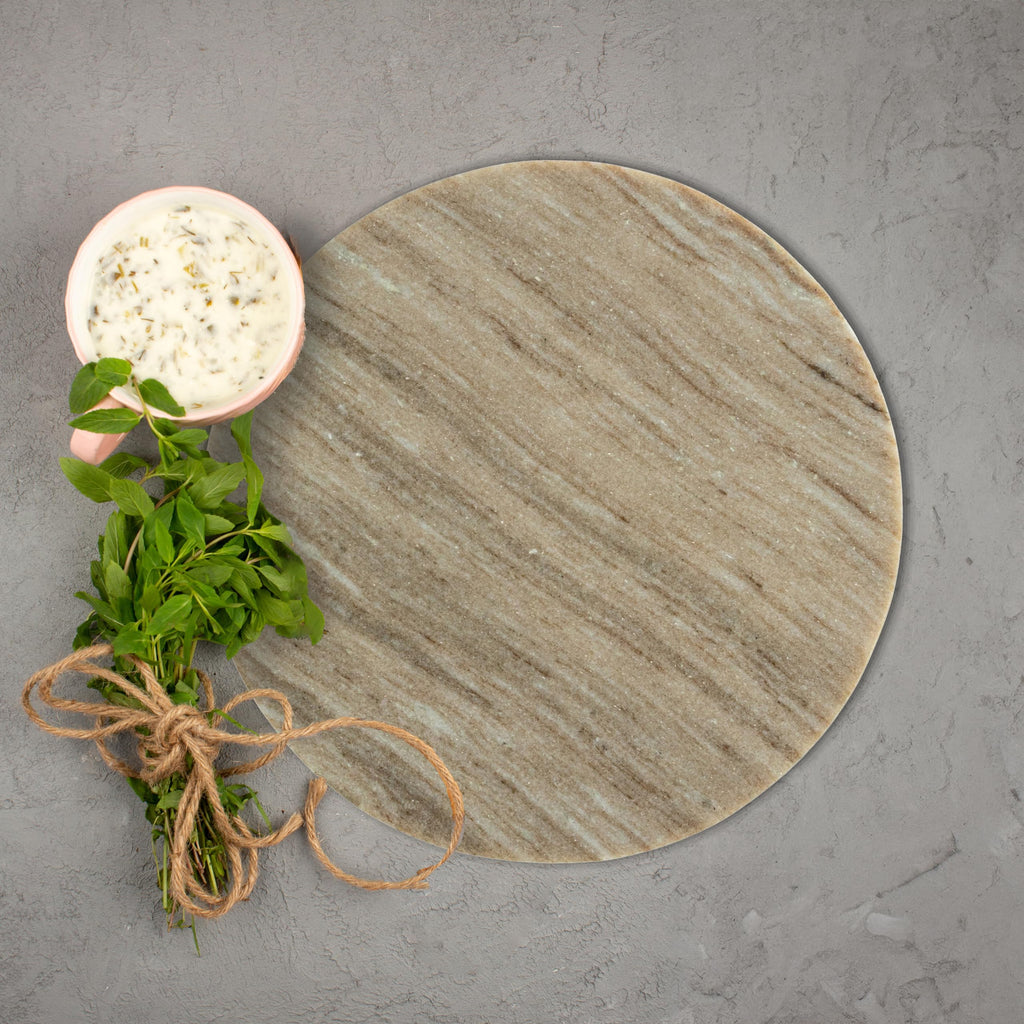 Elegant Marble Round Cheese Board, Beige