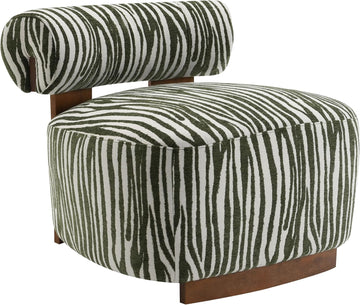 Sebras Modern Chenille 30.3-inch Accent Chair with Zebra-Stripe, Cylindrical Backrest , Green