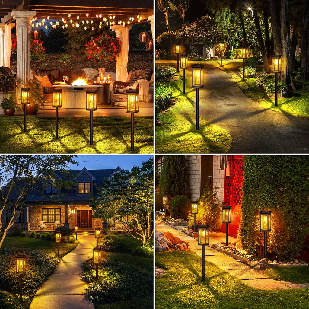 Solar Pathway Lights Outdoor 8 Pack, 2X Bigger Solar Outdoor Lights, Bright Solar Garden Lights Waterproof, Auto