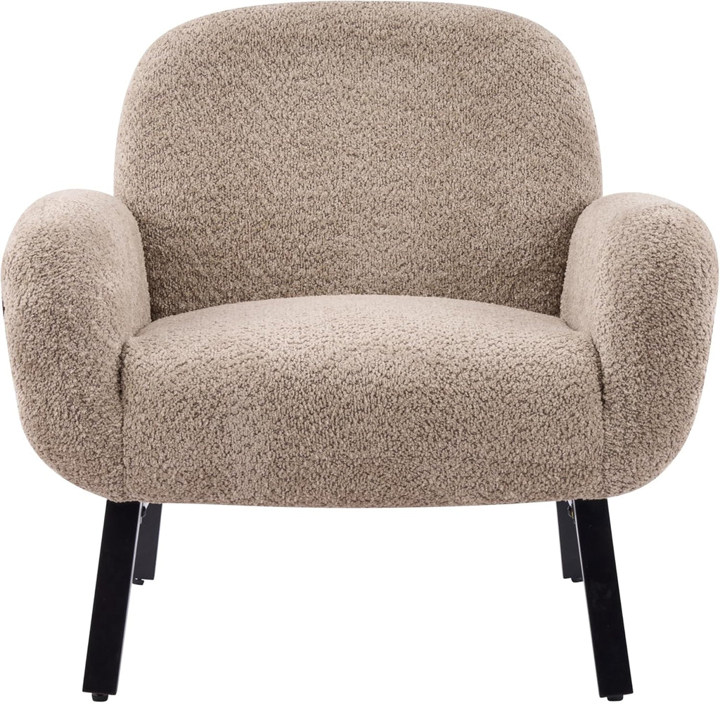Audrey Modern Fabric Upholstered Accent Chair, Living Room Low Profile Fabric Armchair, Wooden Comfy Reading Chair