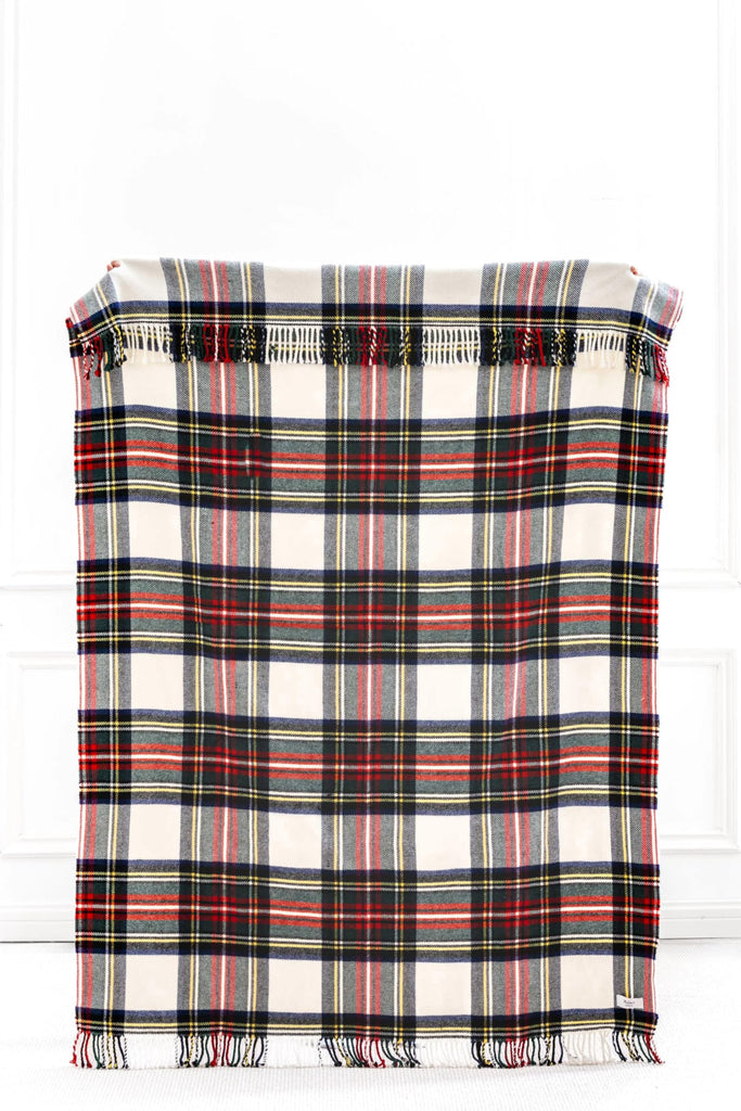 Tartan Plaid Throw Blanket, 50x70, Beige Red