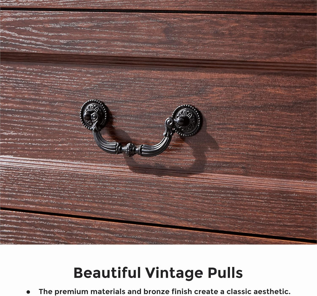 6 Drawer Dresser Cherry Bedroom Dresser 47.2" Wide Wood Cabinet | Farmhouse Wood Chest of Drawers , Modern Rustic