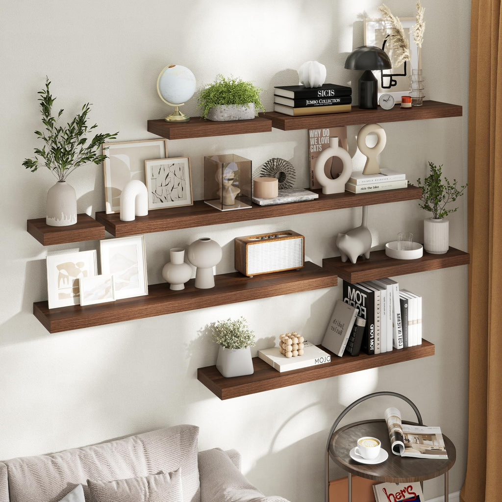 72 Inch Floating Shelves for Wall 2 Pack, 8"D Wood Gra Shelves