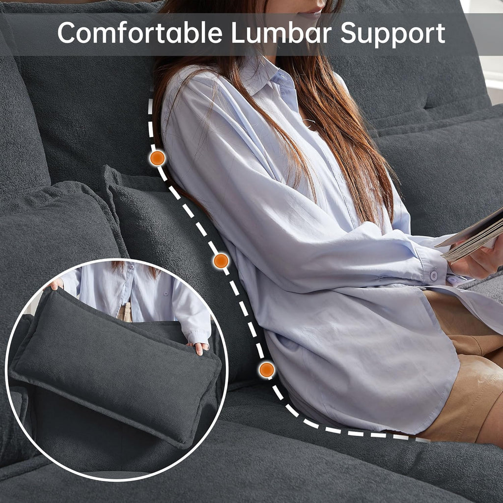 110" Comfy Cloud Couch Sectional Sofa with Lumbar Pillows