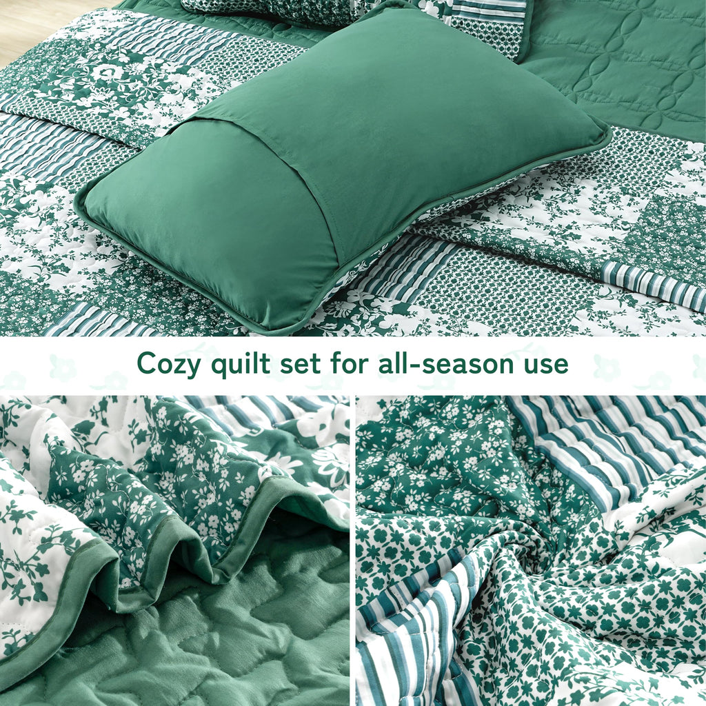 King Size Quilt 128x120 Floral Patchwork Bedspread Bedding Set