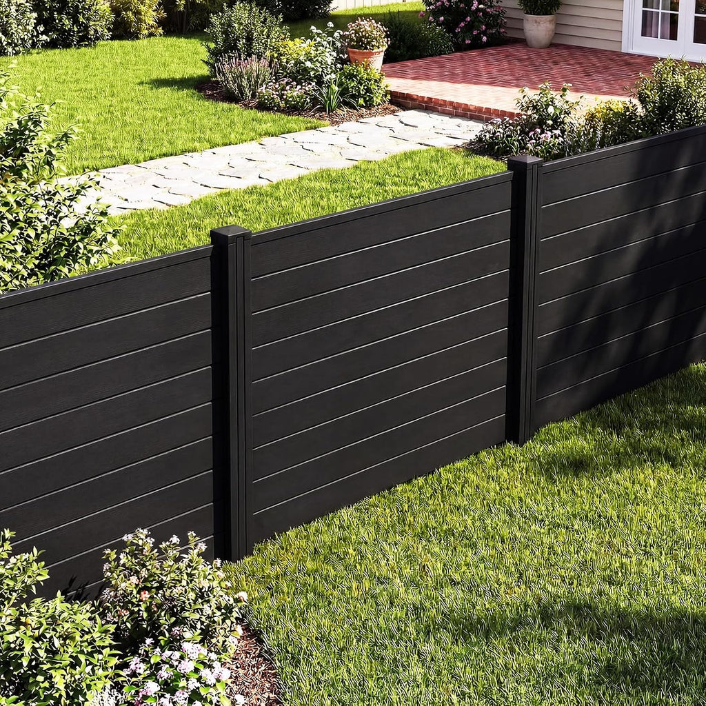 Air Conditioner Fence 2 Panels - 48''W x 36''H Outdoor Privacy Screen Trash Can Enclosure with 3 Stakes, PP Vinyl