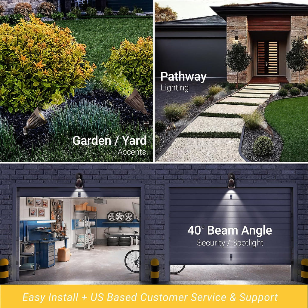 25W Bronze Bullet Spot Light Outdoor LED Landscape Floodlights, 3500 Lumens Bright Outdoor Light for Yard
