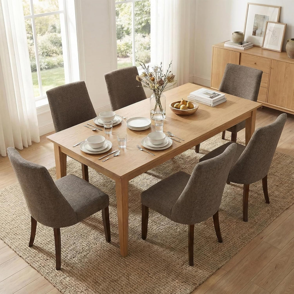 Wooden Dining Chairs Set of 4, Upholstered Farmhouse Fabric Dining Room Chair, Mid Century Kitchen Chair for