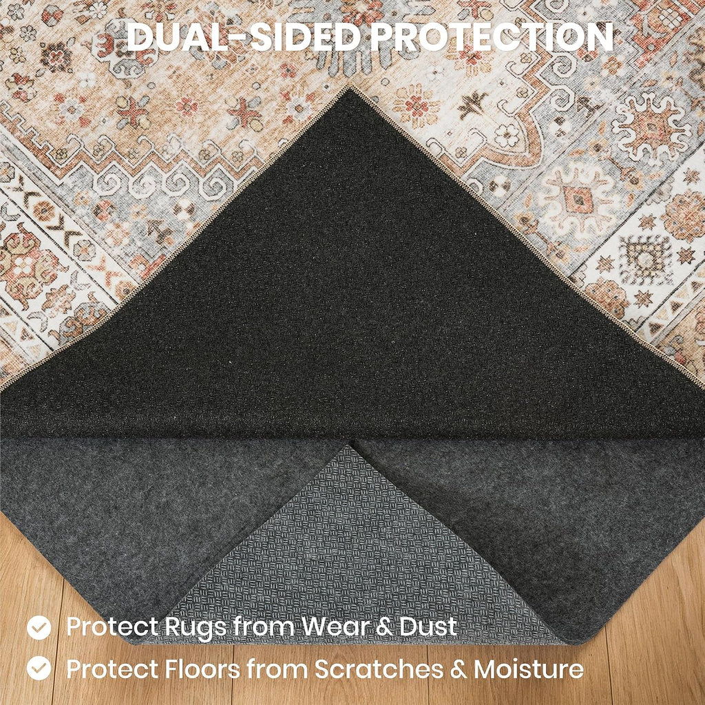 Rug Pad 5x7-1/4 Thick, Felt and Rubber Backing, Under Area Rug Protective Cushioned Pads, Keep Rugs Safe and
