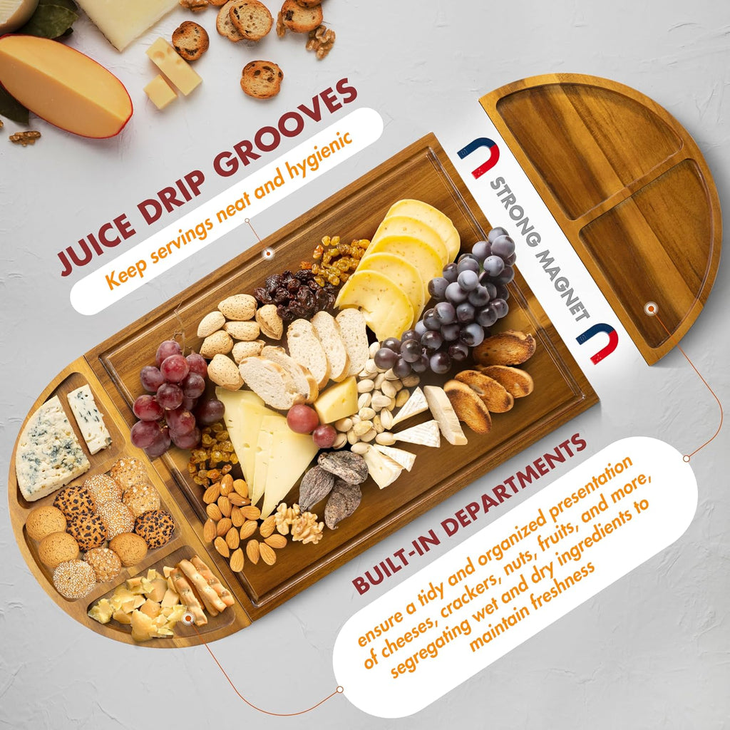 Extra Large Charcuterie Board, 30''x13'' Acacia Cheese Board Set | Crafted From Natural Timber, A Spacious Cheese