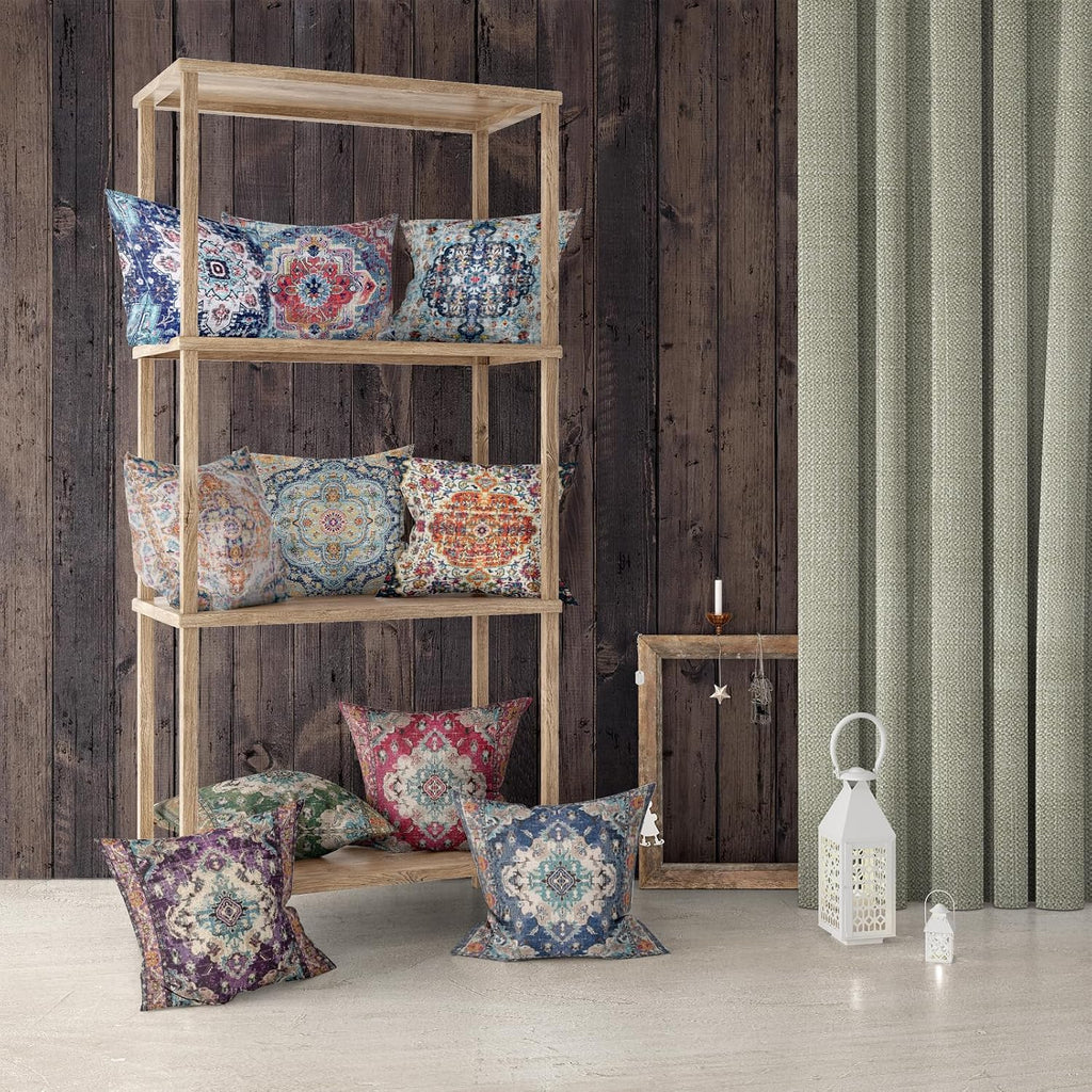 Boho Throw Pillow Covers 18x18 inch Set of 2 Boho Rug Carpet Double Sided Pattern Cotton Soft Pillow Case Cushion