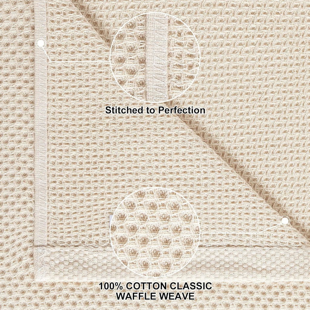 8 Pack 100% Cotton Kitchen Towels and Dishcloths Set, Beige | 12 x 12 Inches and 13 x 28 Inches Kitchen Towels Set