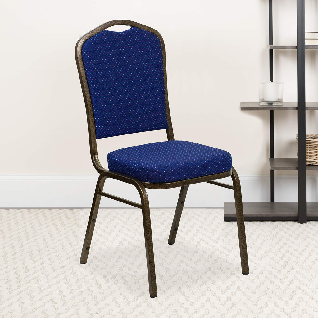 Fabric Crown Back Banquet Chair, Navy Blue, 4-Pack