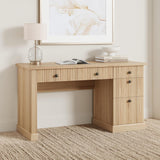 Fluted Home Office Desk Storage, 54 in Modern Executive Desk with Charging Station