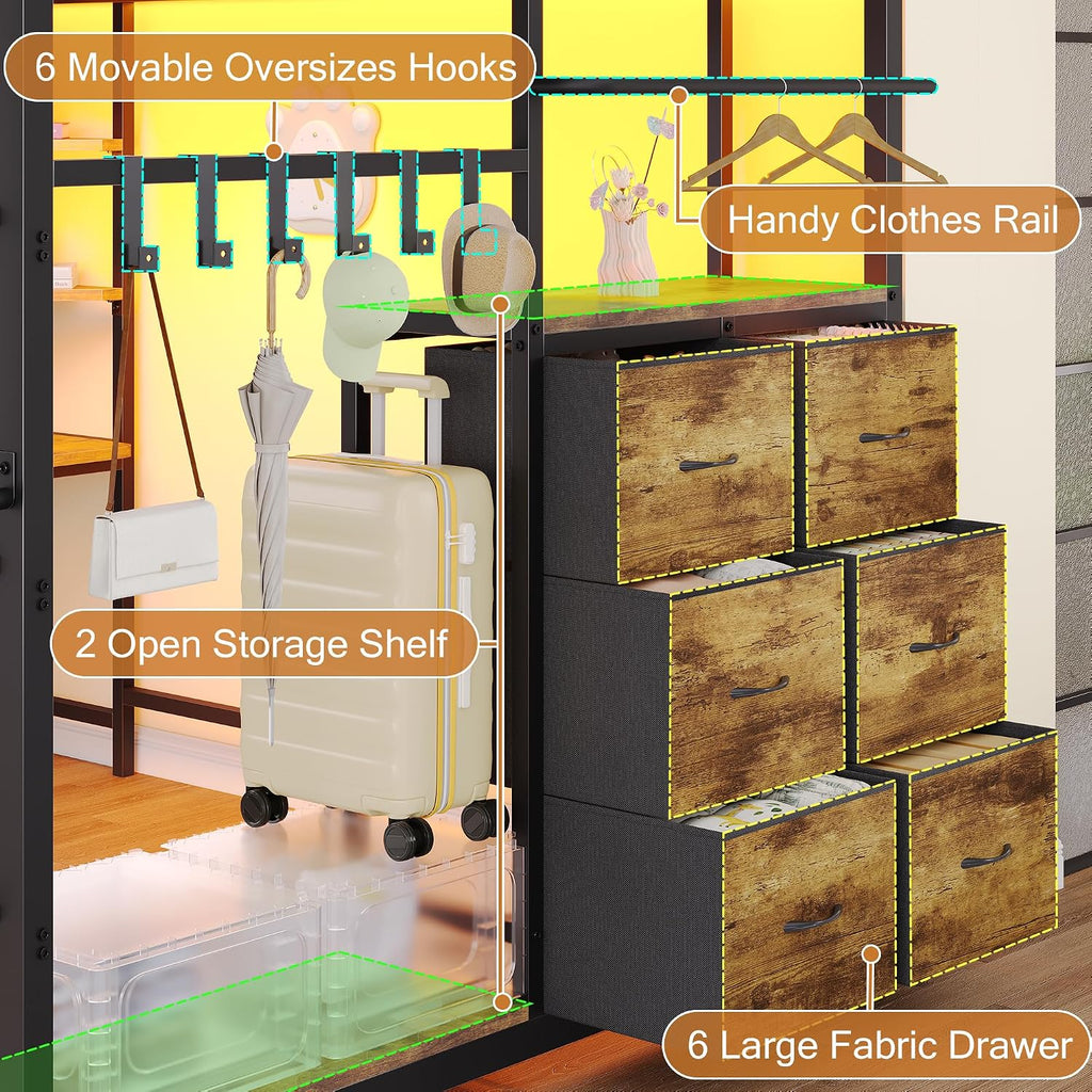 Loft Bed with Desk Full,Full Bed Frame with 6 Storage Drawers