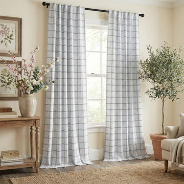 100% Blackout Plaid Buffalo Windowpane Curtains 96 Inches Length