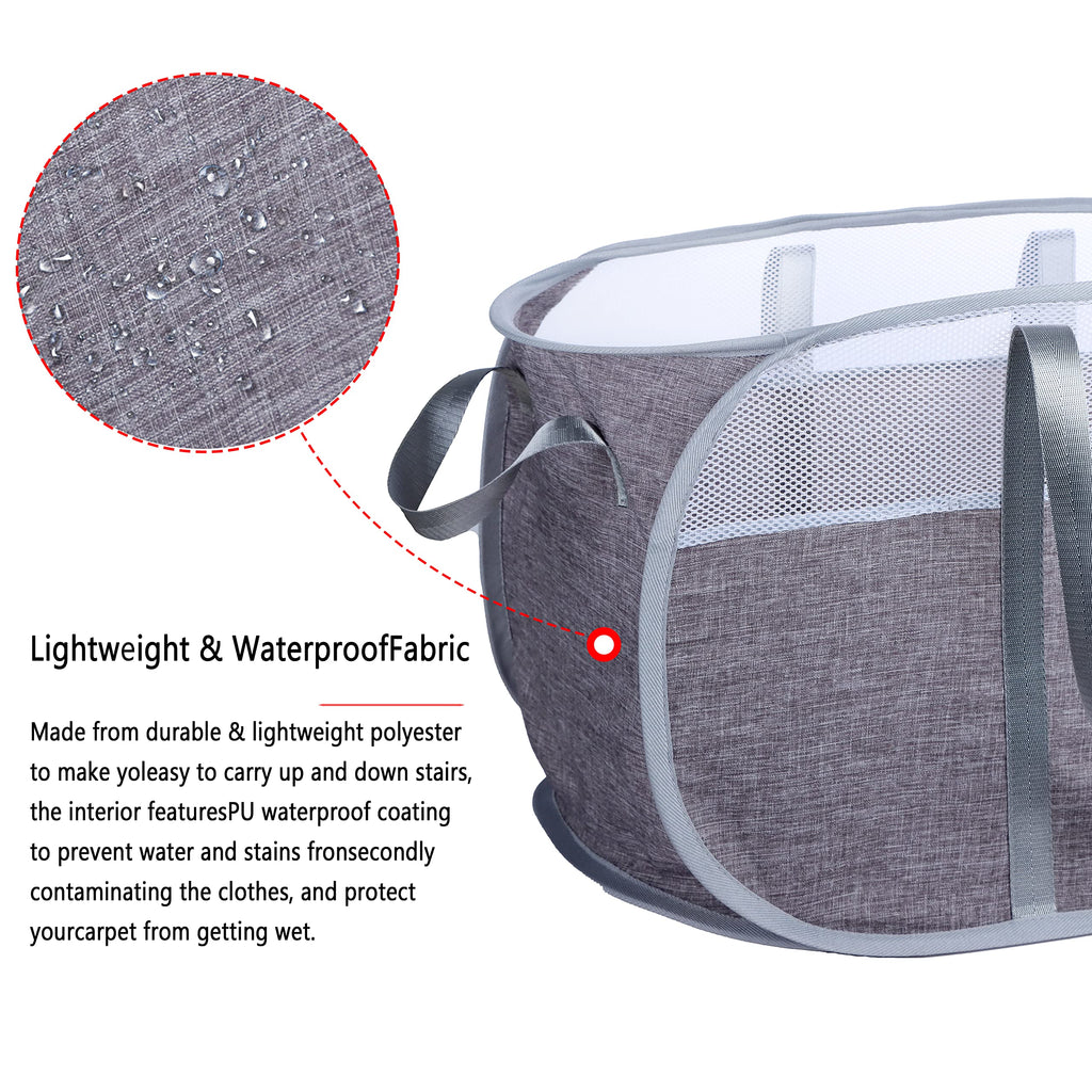 Pop Up Laundry Hamper, with Durable Handles collapsible laundry basket, Easy to Open and Fold for college Dorm, kids