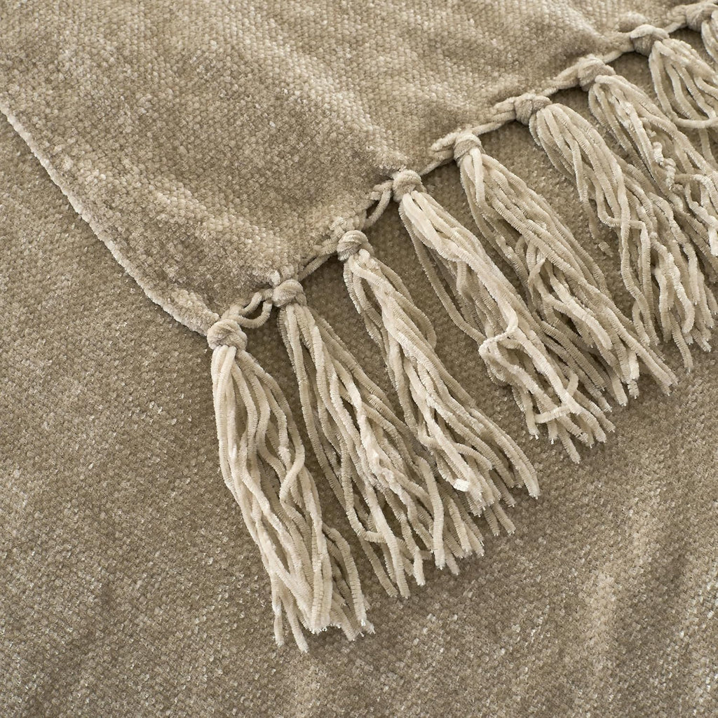 Chenille Throw Blanket,50"X60" Soft Cozy Lightweight Knitted Boho Decorative Blankets,Taupe
