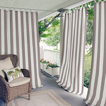 Highland Stripe Indoor/Outdoor Window Curtain, Gray - 50" W x 95" L