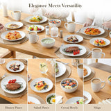 16 Pieces Dinnerware Sets, Modern Relief Design Plates and Bowls Sets, White Dish Set for 4