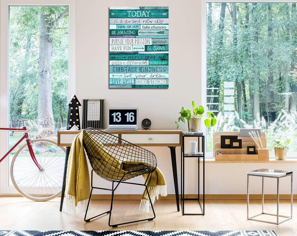 Inspirational Wall-Art - Quotes Office Wall Decor - Teal Wall Decor - Word Artwork Walls With Framed Canvas Art