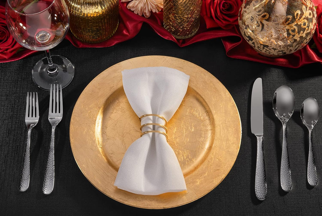 Premium 40-Piece Hammered Silverware Set, 18/10 Stainless Steel