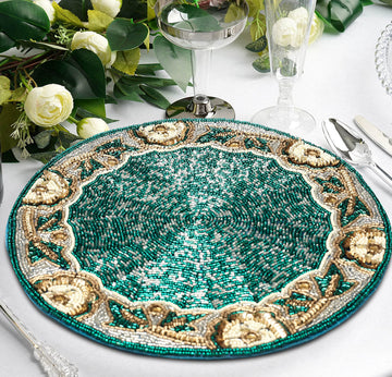 Beaded Round Placemats 13 Inch, Decorative Charger Placemats