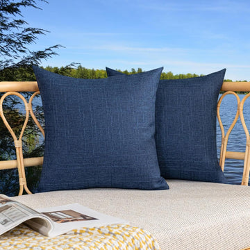 Pack of 2 Decorative Outdoor Waterproof Throw Pillow Covers Checkered Pillowcases Classic Cushion Cases