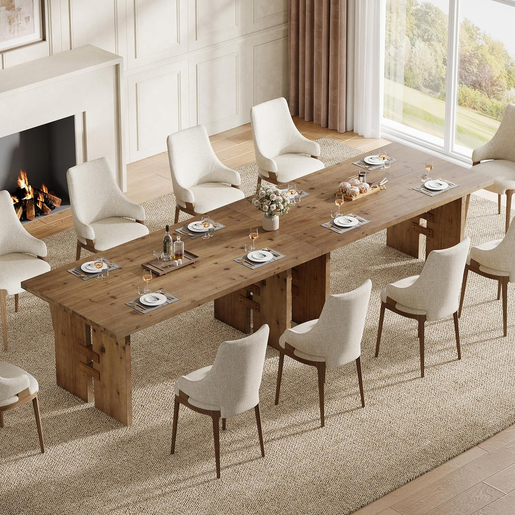 63-Inch Dining Table for 4-6, Solid Wood Kitchen Table with Large Tabletop and Heavy Duty Legs, Rectangular Farmhouse