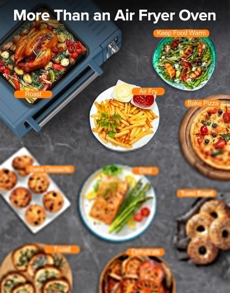Bravo Pro Smart Air Fryer Toaster Oven Combo, Airfryer Convection Oven Countertop, 10-in-1 Functions with Quicker & Even Crisp Technology, 1800W, 50-450°F, PFAS-Free, 21QT, Cozy Blue