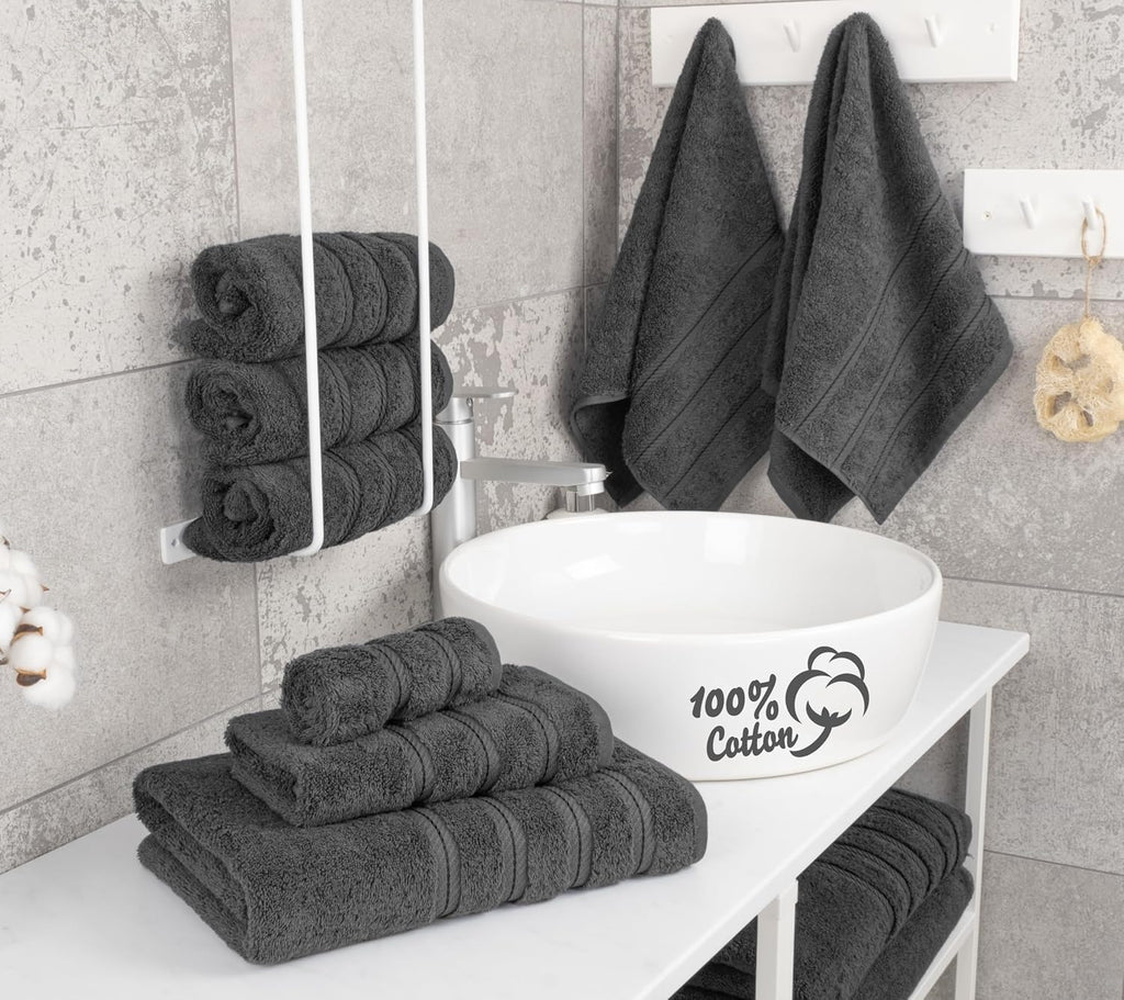 Soft Linen 100% Cotton Luxury Turkish Towels, 6 Piece Towel Set | Soft Absorbent Quick Dry OEKO Tex Standard 100