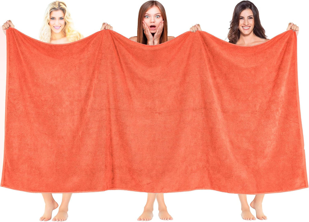 100% Cotton Oversized 40x80 Bath Sheet, Turkish Bath Towels Extra Large, Coral Bath Sheet