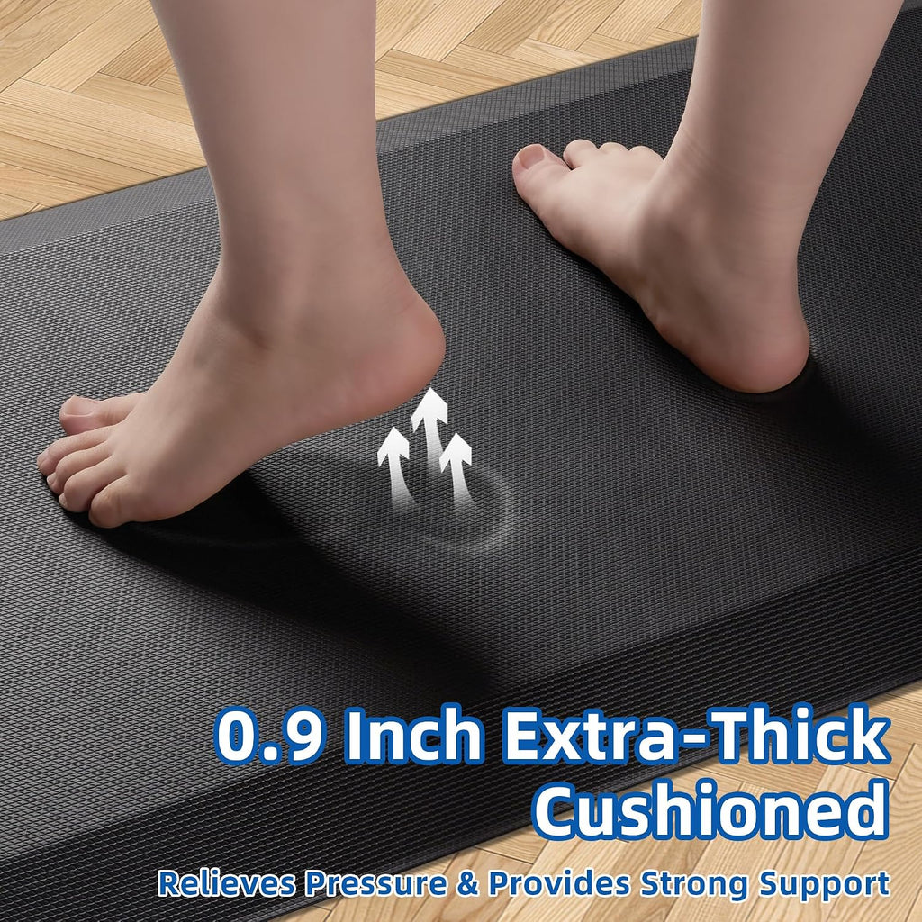 Extra Thick Anti Fatigue Mat Floor, 20x48, Black | 9/10 Inch Thick, Cushioned Standing Desk Mat, Memory Foam