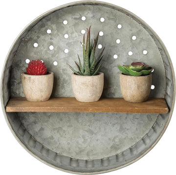 Distressed Wall Shelf, Metal and Wood
