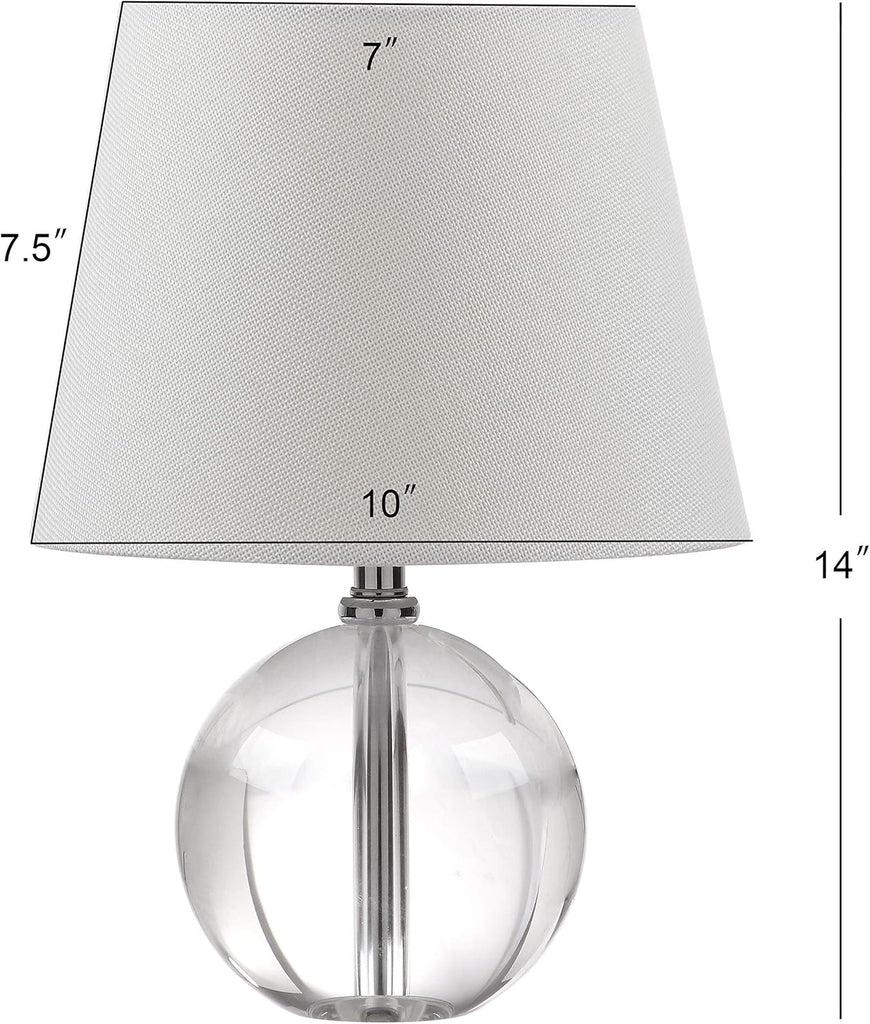 Mable Modern Glam Clear Crystal 14-inch Bedroom Living Room Home Office Desk Nightstand Round Table Lamp (LED Bulb