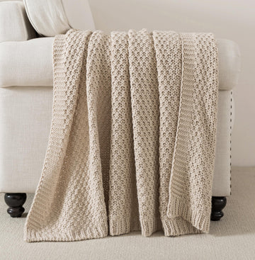 Chunky Cable Knit Throw Blanket Super Soft Warm Knitted Throw Blanket for Couch, Sofa, Chair, Bed Lightweight