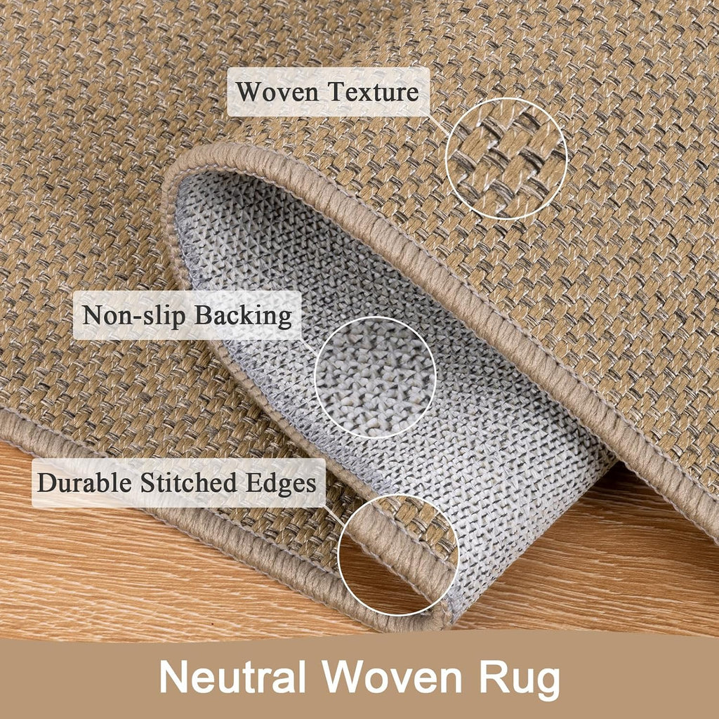 Faux Jute 5x7 ft Woven Texture Washable Rug