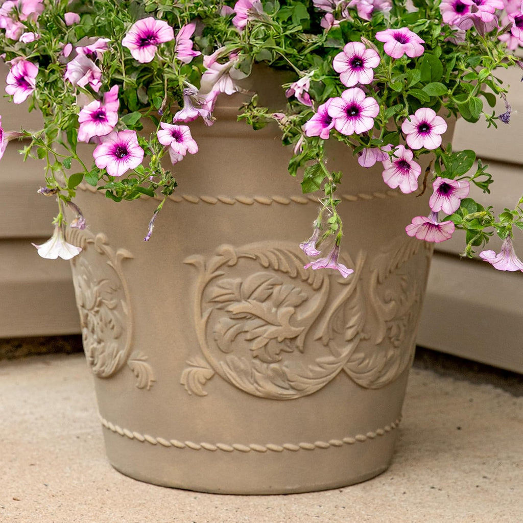 Arabella 19.5'' Plastic Planter Pot for Plants, Beige | 12-Gallon Capacity, Double-Walled, Polyresin Large Plastic