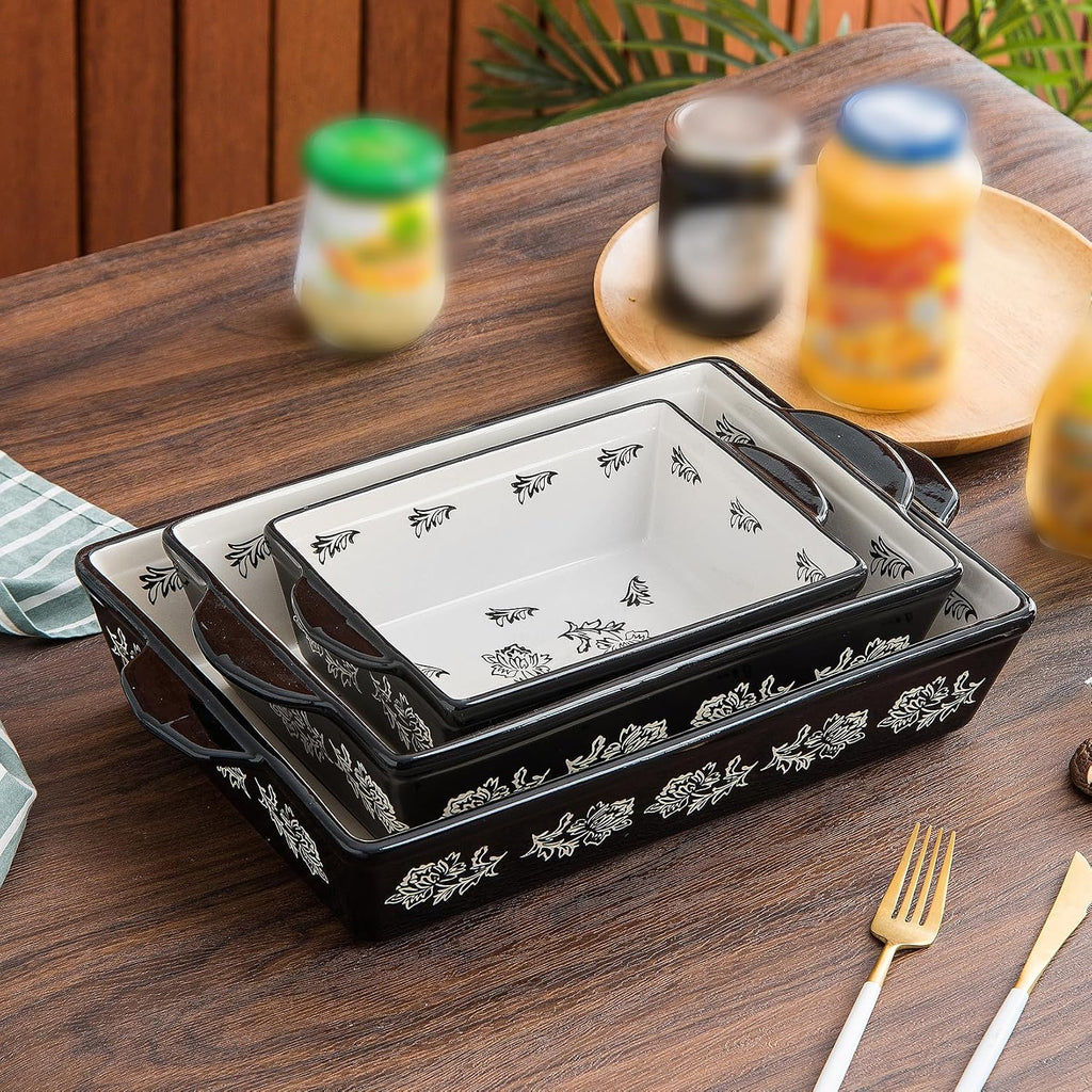 Dish Ceramic Lasagna Pan Casserole Dish 3-Piece Bakeware Sets Dishes Set Dish Set