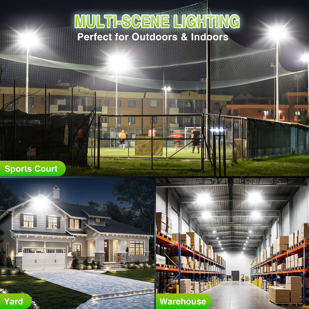 300W LED Flood Light, Mini Series Outdoor Floodlight, 30000LM 6000K Daylight White, IP66 Waterproof, 3 Adjustable