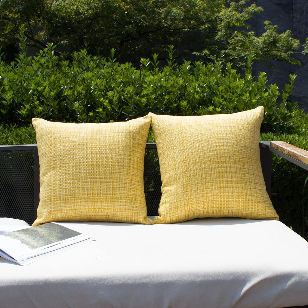 Pack of 2 Decorative Outdoor Waterproof Throw Pillow Covers Stripe Square Pillowcases Modern Cushion Cases