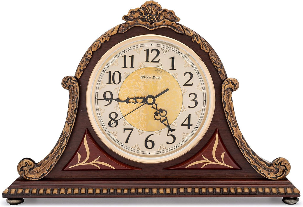 Mantel Clock with Real Wood, 4 Chime Options, Antique Vintage Design