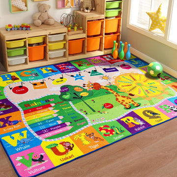 BENRON Kids Rug for Playroom Classroom, Fun Play Mat with ABC Alphabet