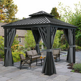10x10ft Hardtop Gazebo with Nettings and Curtains
