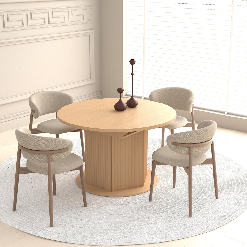 63" Round Extendable Dining Table, Expanding Dining Room Table for 10, Farmhouse Wooden Kitchen Extendable Table Oval
