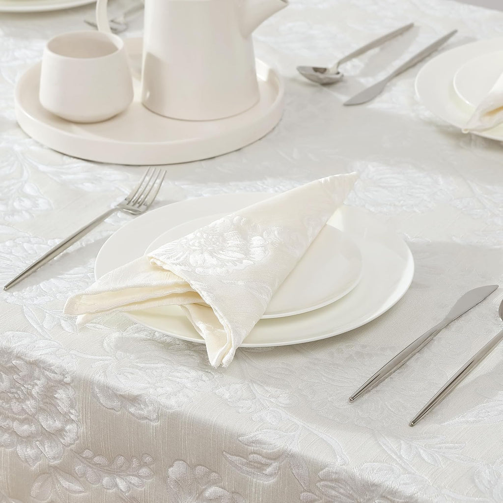 Annaleigh Tablecloth Jacquard Fabric, Wrinkle Resistant for Dining, Holiday, Party, Wedding, 60" x 120"